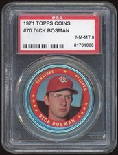 1971 Topps Coins #70 Dick Bosman PSA 8 *1066