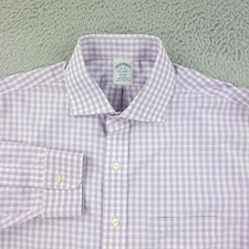 Brooks Brothers Shirt Mens 16-33 Purple Gingham Regent Non Iron Supima Cotton