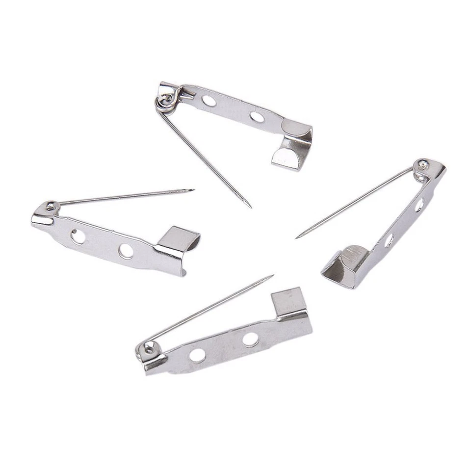 50 Pcs Back Safety Clasp Brooch Pin Backs Locking Catch Bar Metal - Image 3 of 4