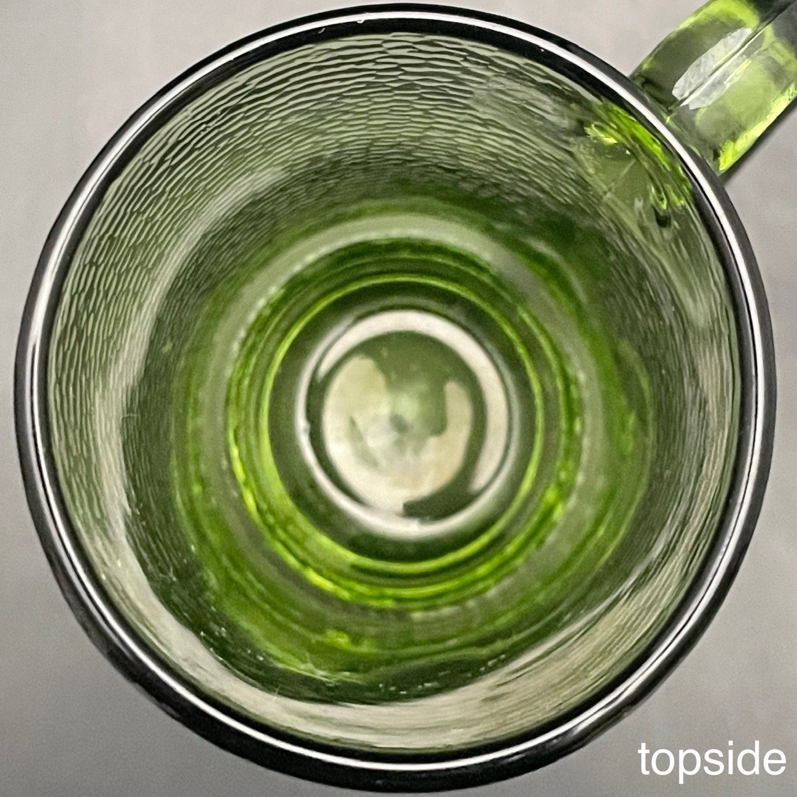 Hazel Atlas 4pc Avocado Green Pebblestone Beer Mugs/Cups c1960s USA 6.5"t 12oz