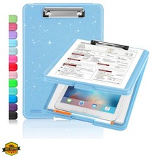 Clipboard with Storage, Plastic Storage Clipboards with Low Profile Clip, Nur...
