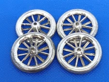 Vintage tin toy parts wheels 1-5/16" or 3.25cm Set of 4 Spoked tin wheel.