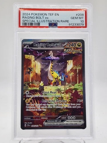 RAGING BOLT EX 2024 POKEMON TEMPORAL FORCES SIR #208/162 PSA 10 Q0895