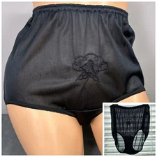 Vintage Intimate Fashions By Teri Panties Size 8 Sheer Nylon Embroidered Flower