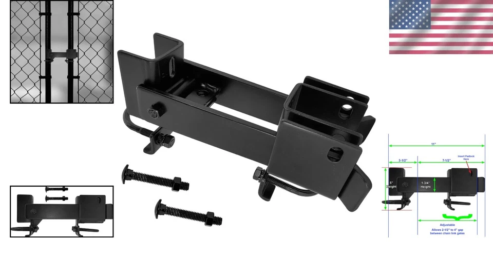 Alloy Steel Black Double Gate Latch - Fits 1-5/8" to 2" Frames Effortlessly - Image 2 of 4
