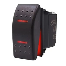 Momentary (ON)/Off/(ON) Waterproof Rocker Switch Toggle - Red LED Light - 12V
