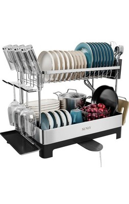 SUNLY Large Dish Drying Rack, Multipurpose 2 Tier Dish Racks for Kitchen Coun...