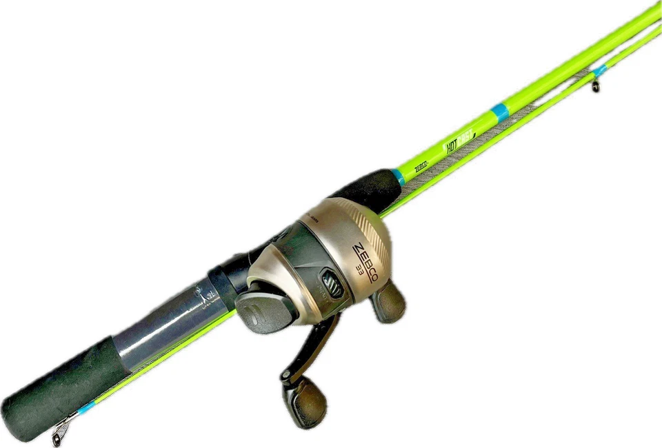 ZEBCO 33 Spincast Reel 4.1:1 Ratio w ZEBCO 6’6” Green 2 Pc HOT CAST Rod - Image 3 of 4