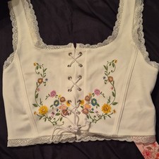 NEW WITH TAGS Corset Top With Lace Flower Accents Size Large