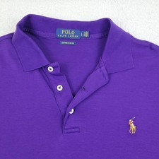 Polo Ralph Lauren Polo Shirt Mens Large Purple Custom Slim Fit Pony Logo Classic