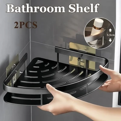 2/4x Shower Caddy Bathroom Suction Shelf Storage Shampoo Soap Holder No Drill UK