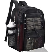 Mesh Backpack Heavy Duty for School 35L Extra Large Black Laptop Pocket