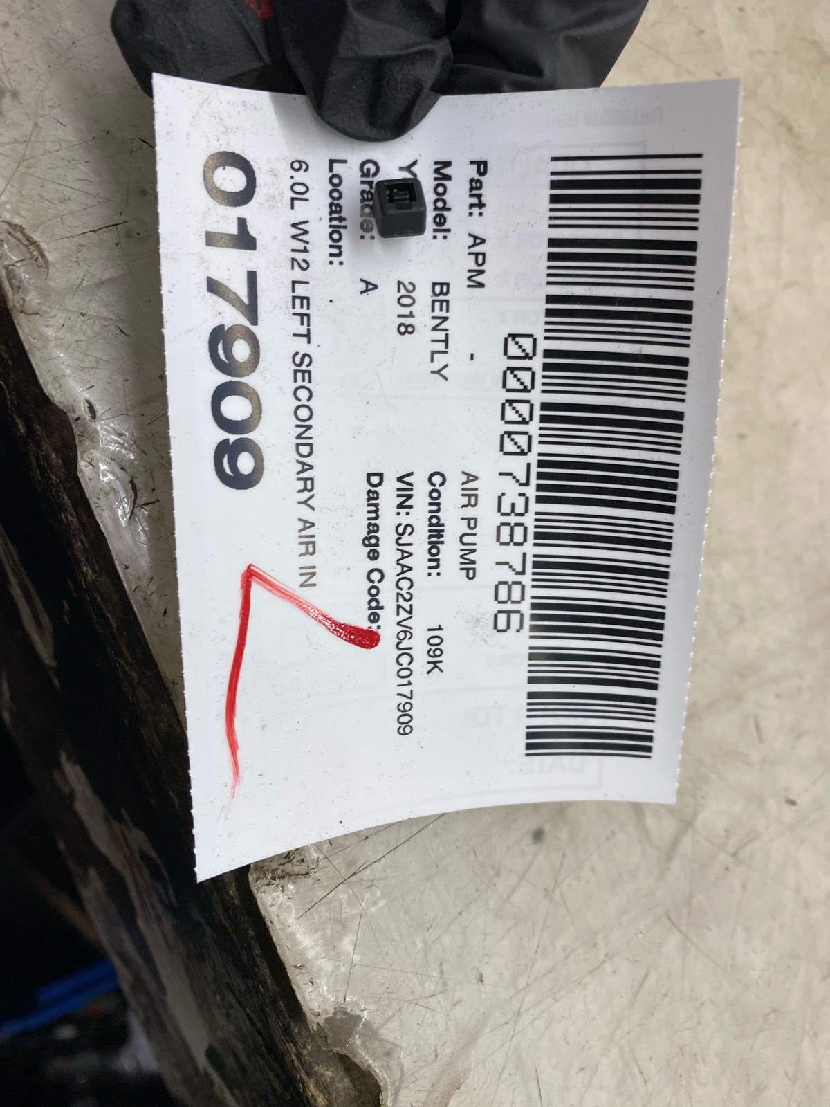 2015-2020 BENTLEY BENTAYGA 6.0L W12 LEFT SECONDARY AIR INJECTION PUMP 079959231G