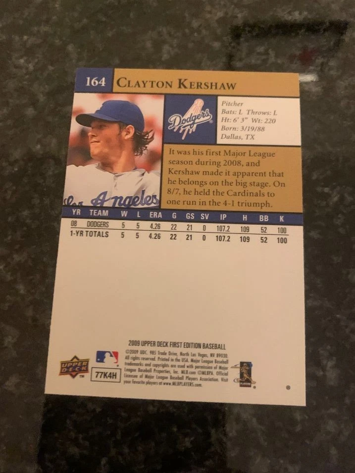 2009 Upper Deck FIRST EDITION #164 CLAYTON KERSHAW ROOKIE.....MINT - Image 2 of 2