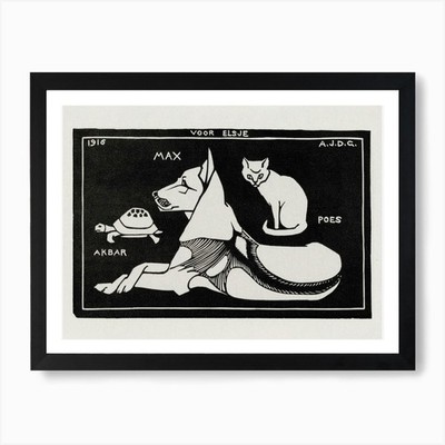 Akbar die Schildkröte, Max der Hund und gerahmtes Wandbild Poster Leinwanddruck Bild