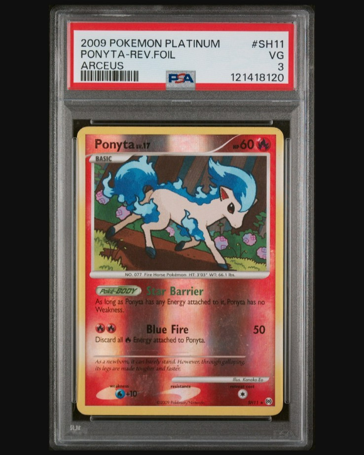 2009 POKEMON PLATINUM ARCEUS SH11 PONYTA-REVERSE FOIL PSA 3