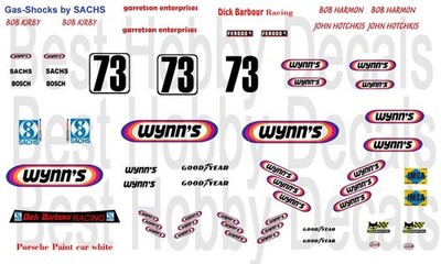 #73 Wynn's Porsche 935 1979 1/64th HO Scale Slot Car Waterslide Decals