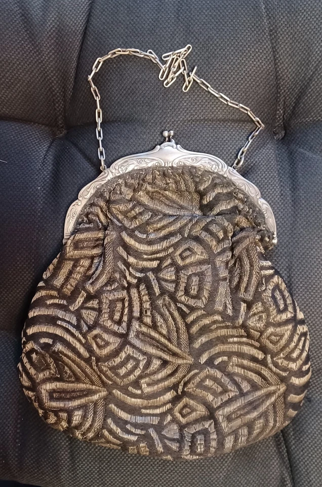 bourse ancienne réticule, monture en argent poinçon - Photo 4/4