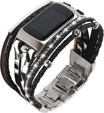 Leather Bands Compatible with Fitbit Charge 6/Charge 5 Bands for Women, Boho Han