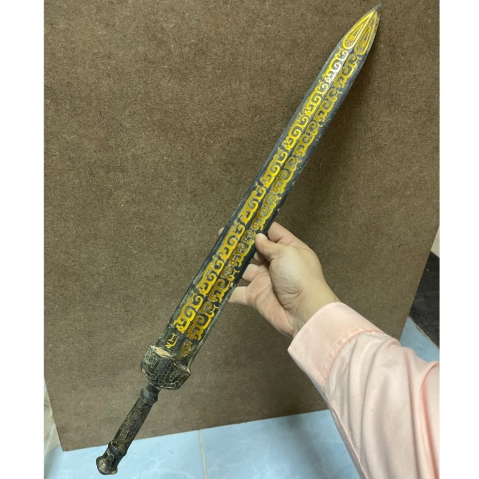 Уникальный древнеримский бронзовый 18K золото работа на меч 🗡 отличный меч 200BC 60 см - Изображение 2 из 4