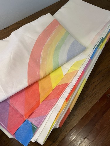 Vintage Sheet & Pillow THOMASTON MILLS RAINBOW Double Flat STRANGER THINGS 80s - 第 18/20 張圖片