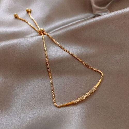 1Ct Round Lab Created Diamond Women's Bolo Charm Bracelet 14K Yellow Gold Plated - Picture 1 of 4