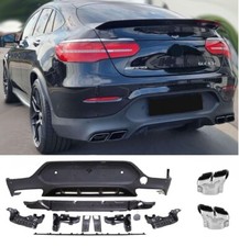 F&uuml;r Mercedes C253 GLC COUPE Diffusor + Auspuffblenden 2X2 (CHROM) NIGHTPAKET