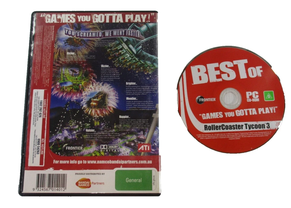 Rollercoaster Tycoon 3 PC CD ROM Game G Region Free 2004 Atari No Manual Tested - Image 2 of 4