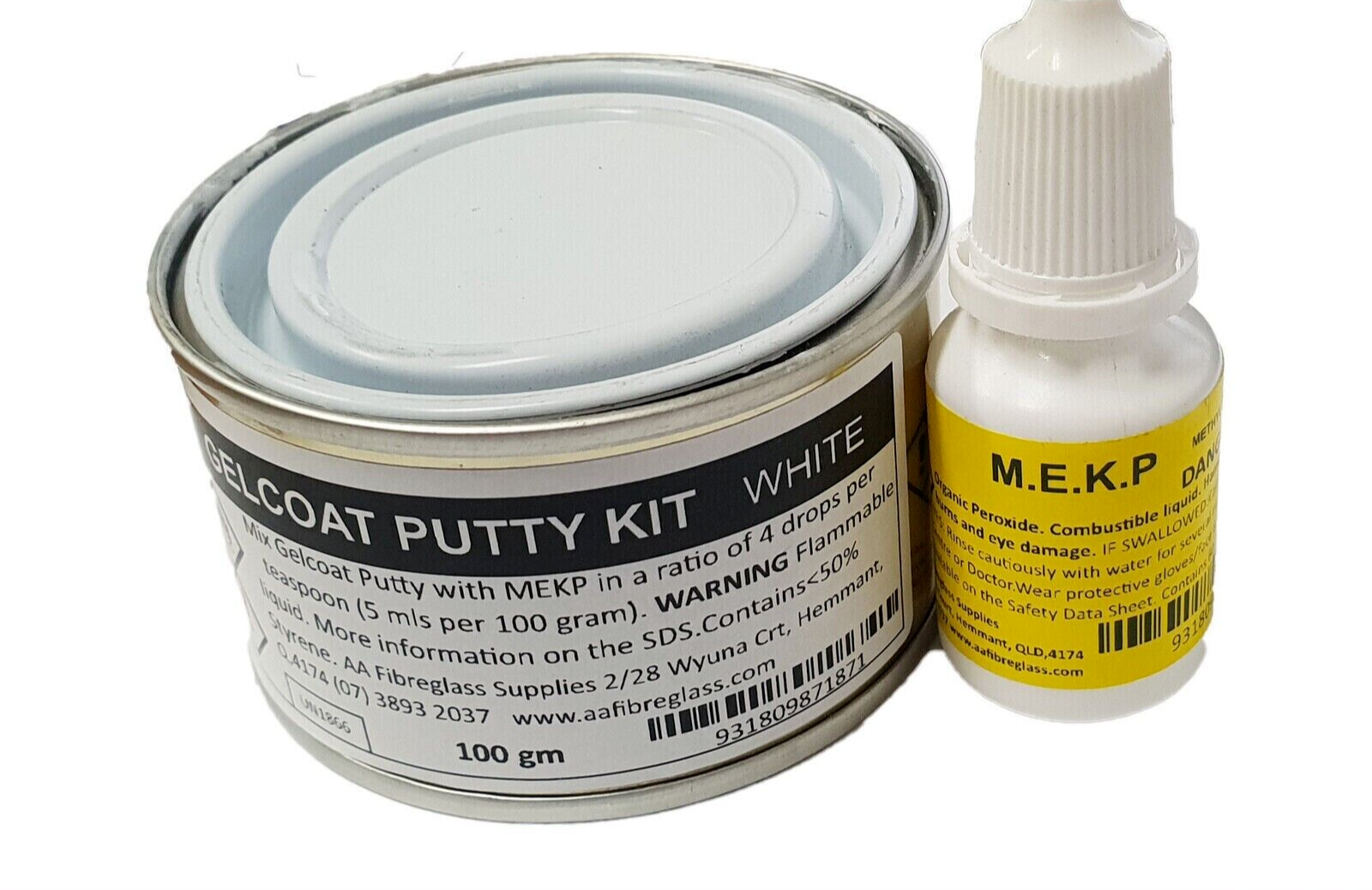 Gelcoat Putty Fibreglass Repair Kit (White) 100gm Chip & Scratch