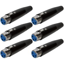 6 Pcs XLR 3-Pin Female Mic Microphone Audio Cable Adapter Connector Nickel Black