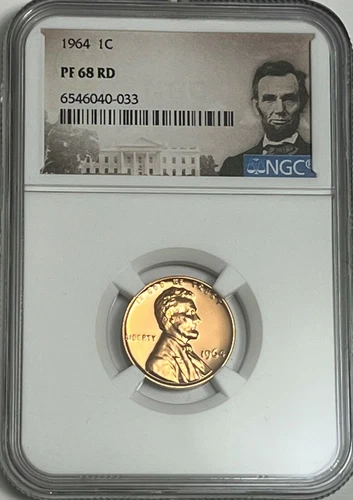 1964 P NGC PF68 RD Red Proof Lincoln Memorial Penny 1C One Cent Portrait Label
