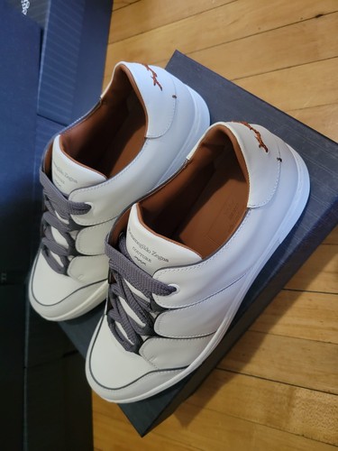 Ermenegildo Zegna Men's Tiziano in White Calfskin Leather Low-Top Sneakers. US 7 - Picture 4 of 9