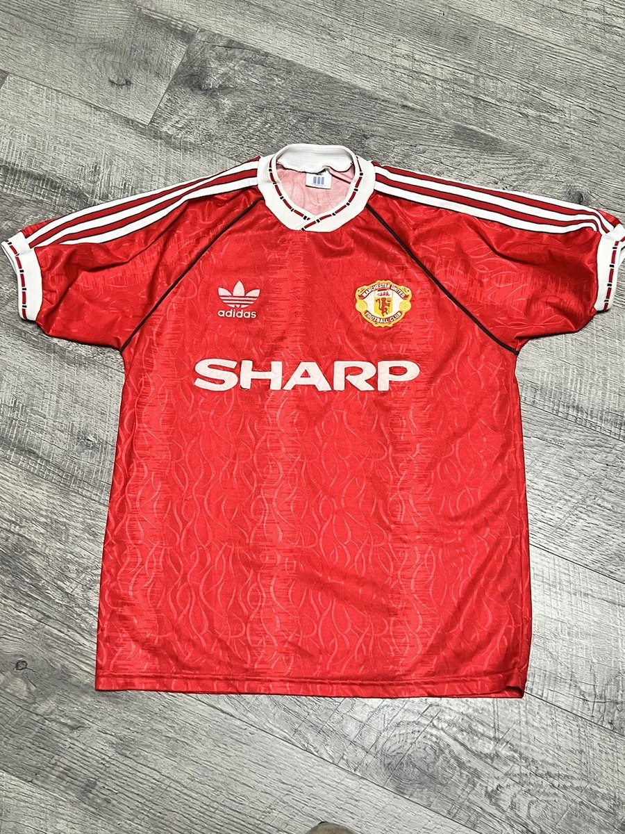Vintage 90s Adidas Manchester United Soccer Football Jersey Sz S/M