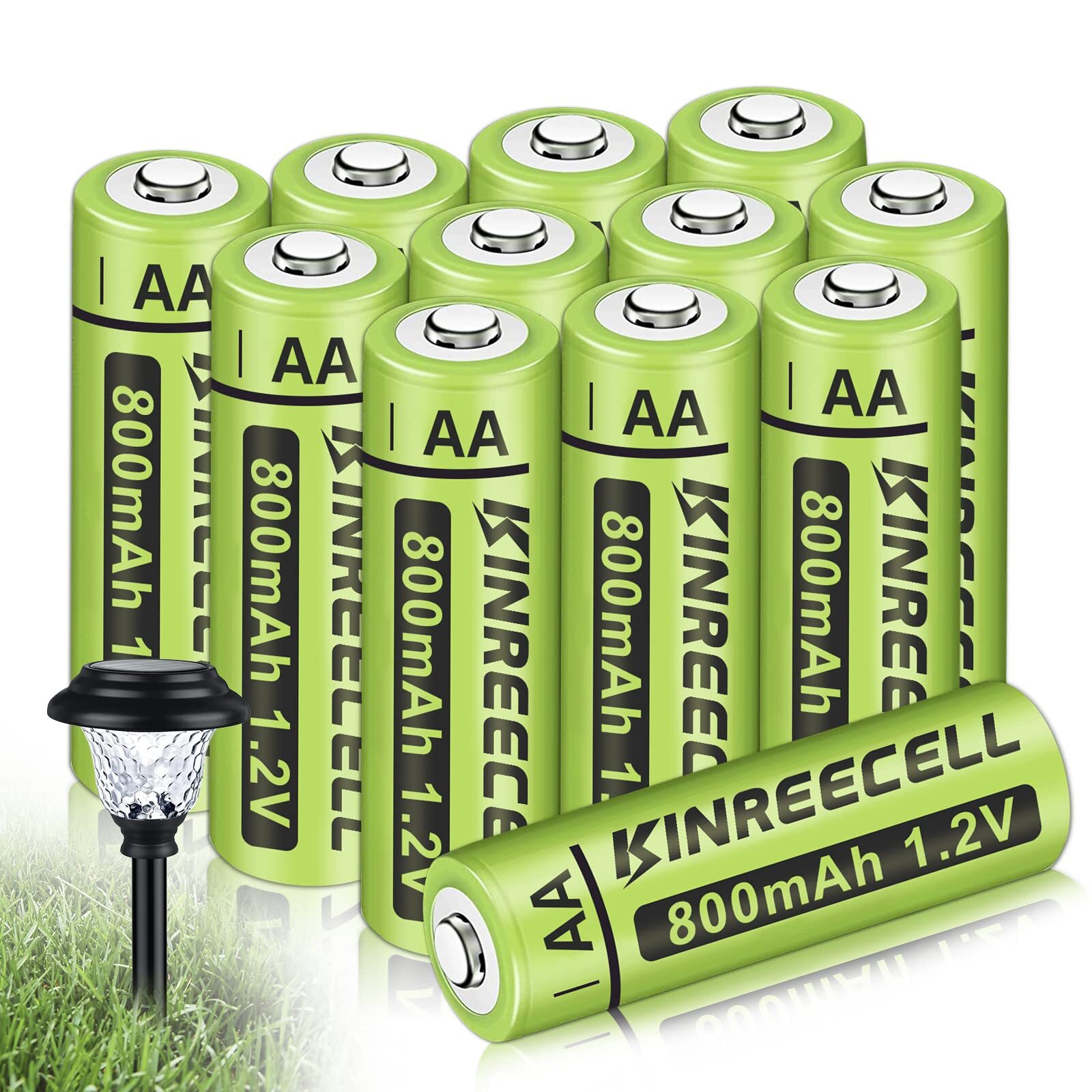 Rechargeable AA Batteries, Ni-MH Double A Solar Batteries High Capacity 1.2V ...-image