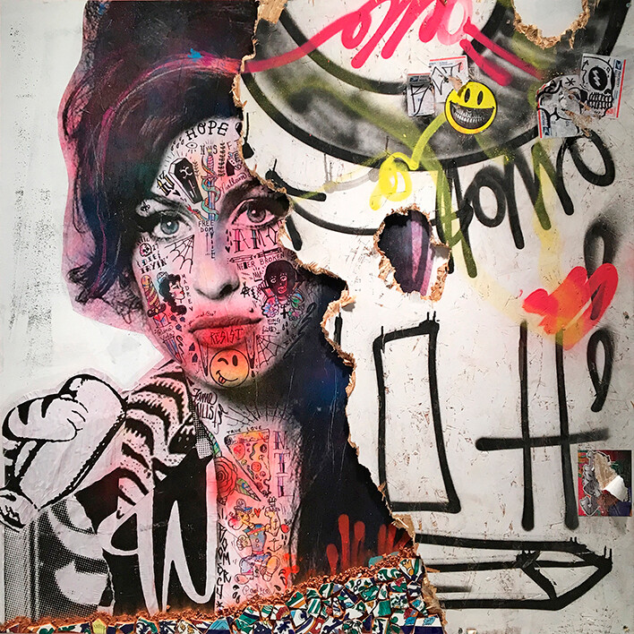 AMY WINEHOUSE URBAN ART PRINT ON STRETCHED CANVAS PRINTS FRAMED ARTWORK DECOR