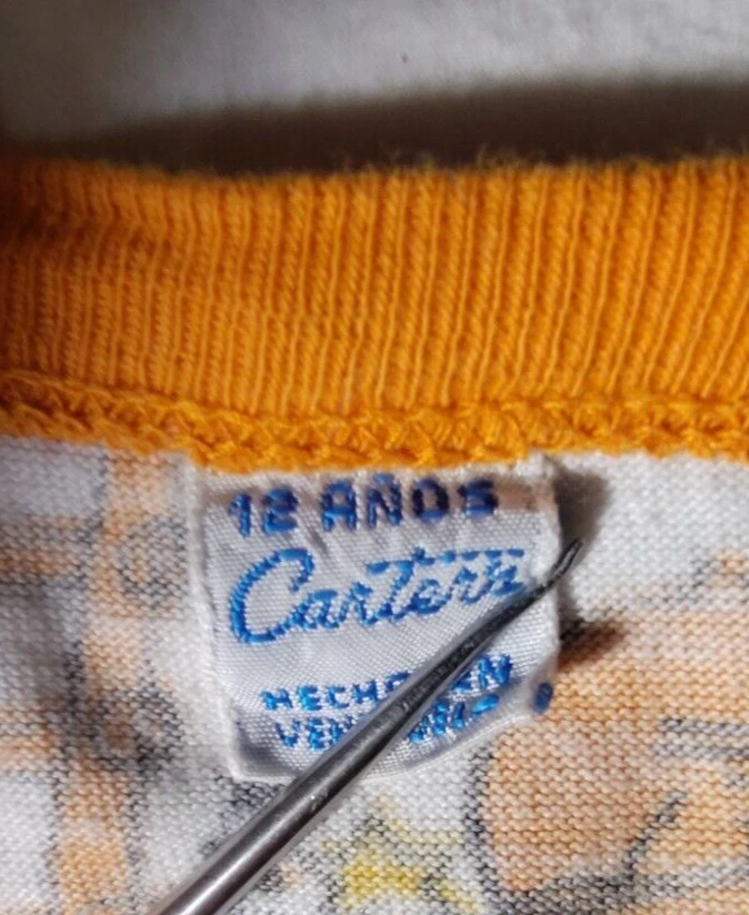 Vtg Carter's Orange Smurfs Comic Cartoon Pajama Shirt Top 12 Anos Years Spanish - Image 2 of 4