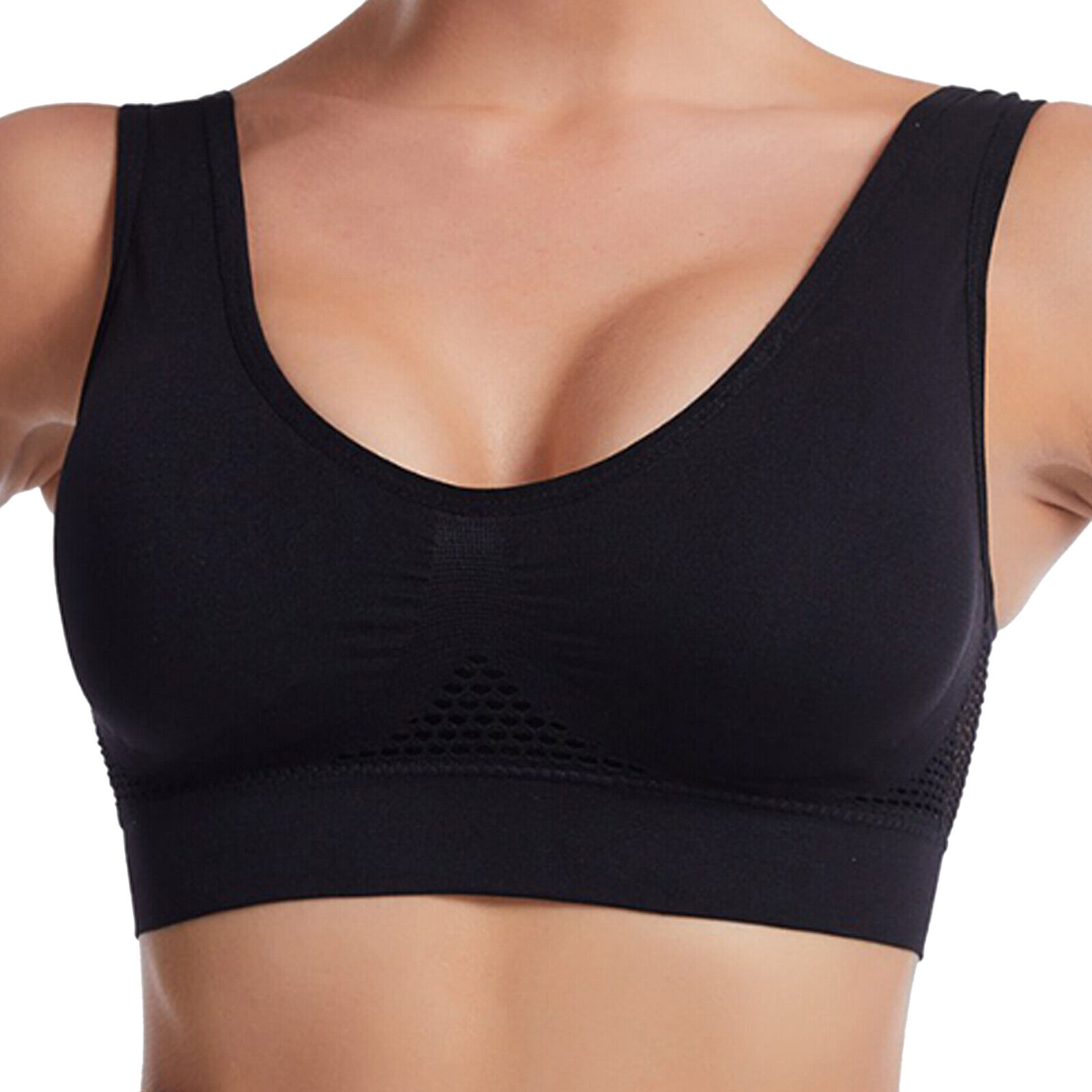 Women Sports Bra Yoga Wide Strap Bustier Sleeveless Breathable Gym  Underwear | eBay