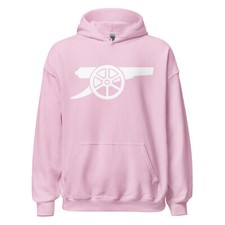 Arsenal Football Hoodie White Gunners Cannon Logo Heavy Blend Hooded Sweatshirt