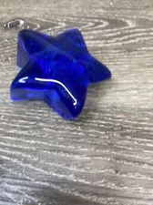 Fire and Light Recycled Glass 3” Paperweight Cobalt Blue Shooting Star Signed .