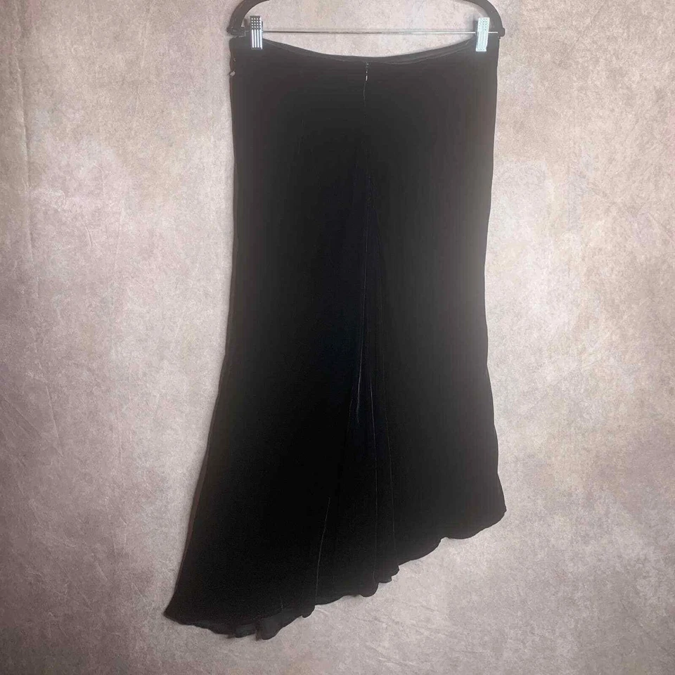 A.B.S. Falda de noche Allen Schwartz para mujer talla 12 negro terciopelo dobladillo asimétrico Foto 4 de 4