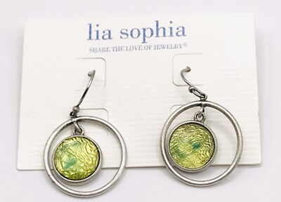 Lia Sophia ''Bloommates'' Mother of Pearl Center Stone Silver Tone Drop Earrings