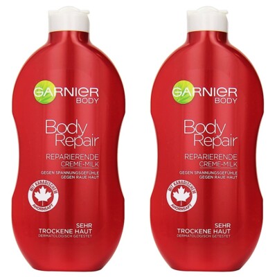  Garnier Body Repair Bodylotion Reparierende Creme-Milk, trockene Haut 2x 400ml 