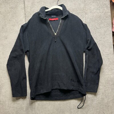 Replay Half Zip Sweater Mens M Black Cotton Stretch Pullover Italy Sustainable