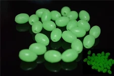 Pkg of 1000 HARD or SOFT OVAL Glow in the Dark Beads for Crafts Fishing