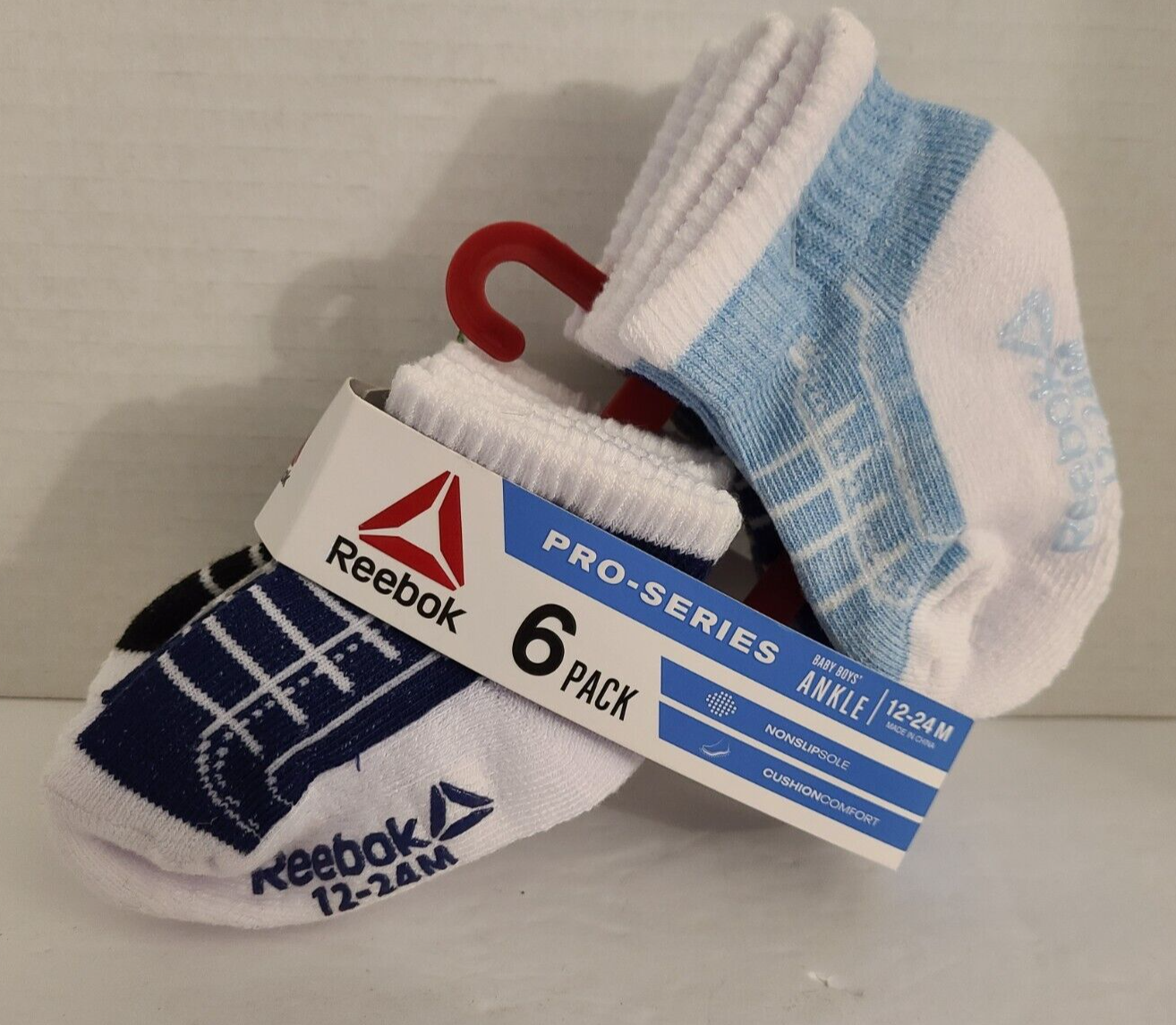 SAOLA Calze cuscino suola antislip per bambini Reebok Pro Series confezione da 6 multicolore 12 24 M