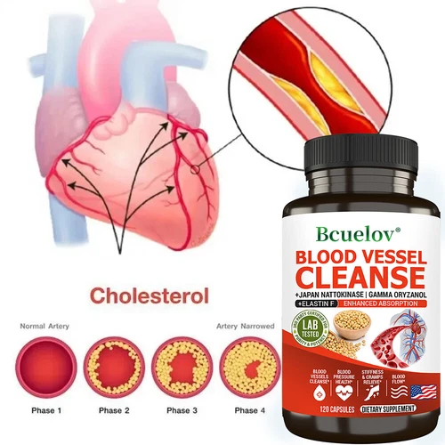 Blood Vessel Cleanse Health Heart Arterial Circulation Blood Flow 120 Capsules