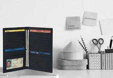 Leatherboss Genuine Leather Credit Card Holder Wallet 19 Card Slot + 1ID Window