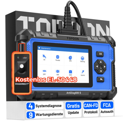 TOPDON AD600S 2.0 Profi KFZ OBD2 Diagnosegerät Scanner 9Services Deutsch 4System