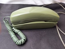 Vintage ITT Avocado Green Desktop Office Push Button Corded Telephone