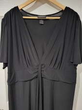 Lane Bryant Black Dress Size 22/24 Flutter Sleeve Empire Waist Stretch Mid